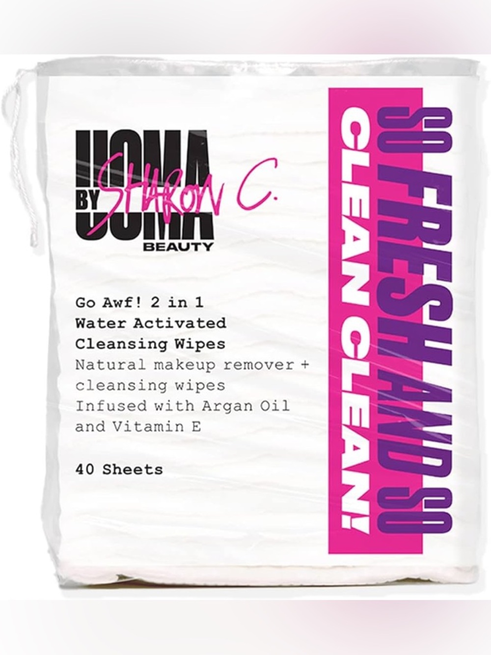 🟢3/$30 UOMA Go Awf! 2-in-1 Water Activated Cleansing Pads Make Up Removing Wipes